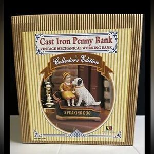 Vintage Cast Iron Penny Bank - speaking dog